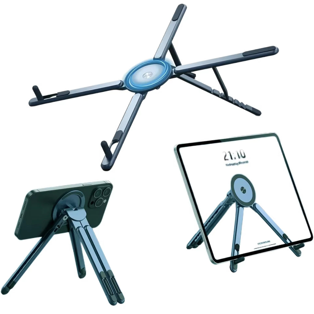 Adjustable Laptop Stand 3-in-1 Foldable Stand Multifunctional Magnetic Phone Holder Tripod for iPhone iPad MacBook Tablet