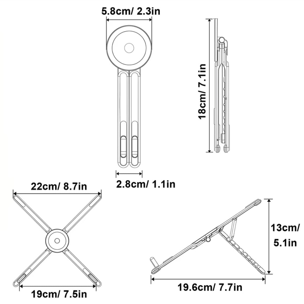 Adjustable Laptop Stand 3-in-1 Foldable Stand Multifunctional Magnetic Phone Holder Tripod for iPhone iPad MacBook Tablet